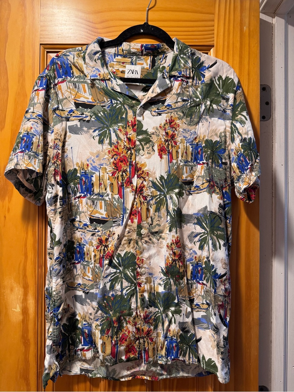 Zara Men’s Short-Sleeve Tropical Print Shirt - LARGE